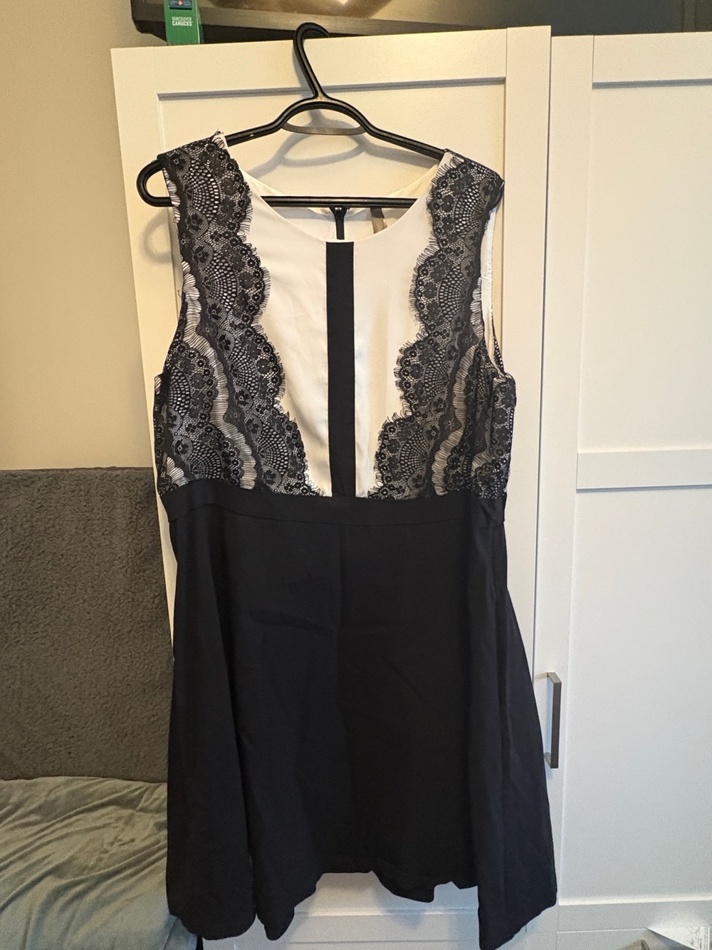 Penningtons Black and White Lace-Panel A-Line Dress 1-2X